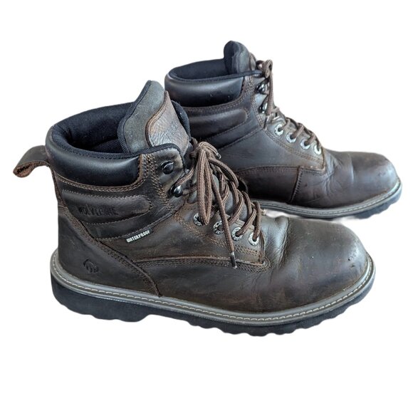 Wolverine Steel Toe Safety Waterproof Brown Leather Lace Up Work Boots Size 9.5 main image 8